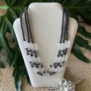 CHICO'S Bead & Acrylic Necklace◾️Triple Strand Statement Necklace